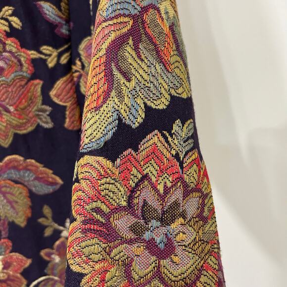 Coldwater Creek Women Sz Medium Purple & Gold Floral Tapestry Jacket Granny Fall - Picture 4 of 5